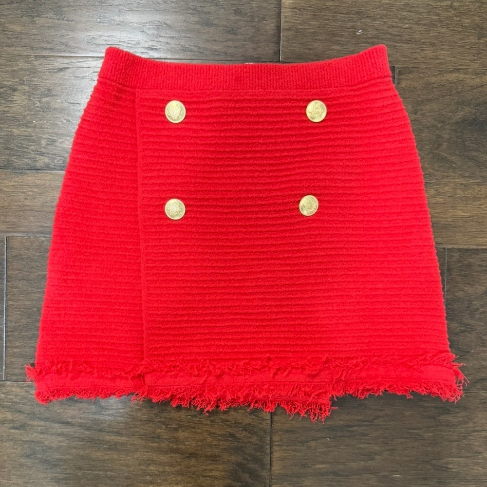 J. Crew Faux Wrap Sweater Skirt in Fine Boucle - New With Tags - Vintage Red -